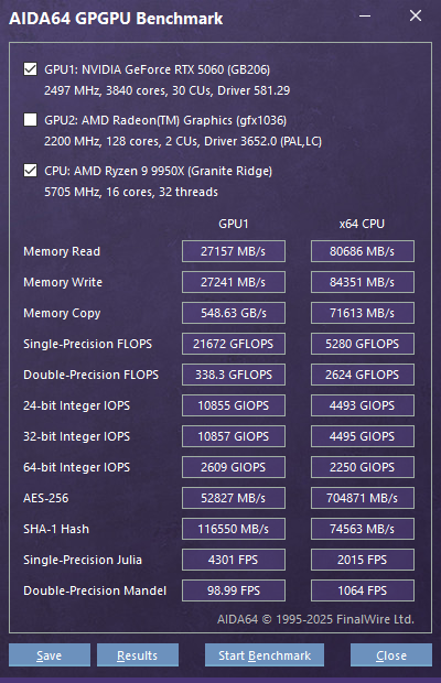 AIDA64 v8 30 GPGPU RTX 5060