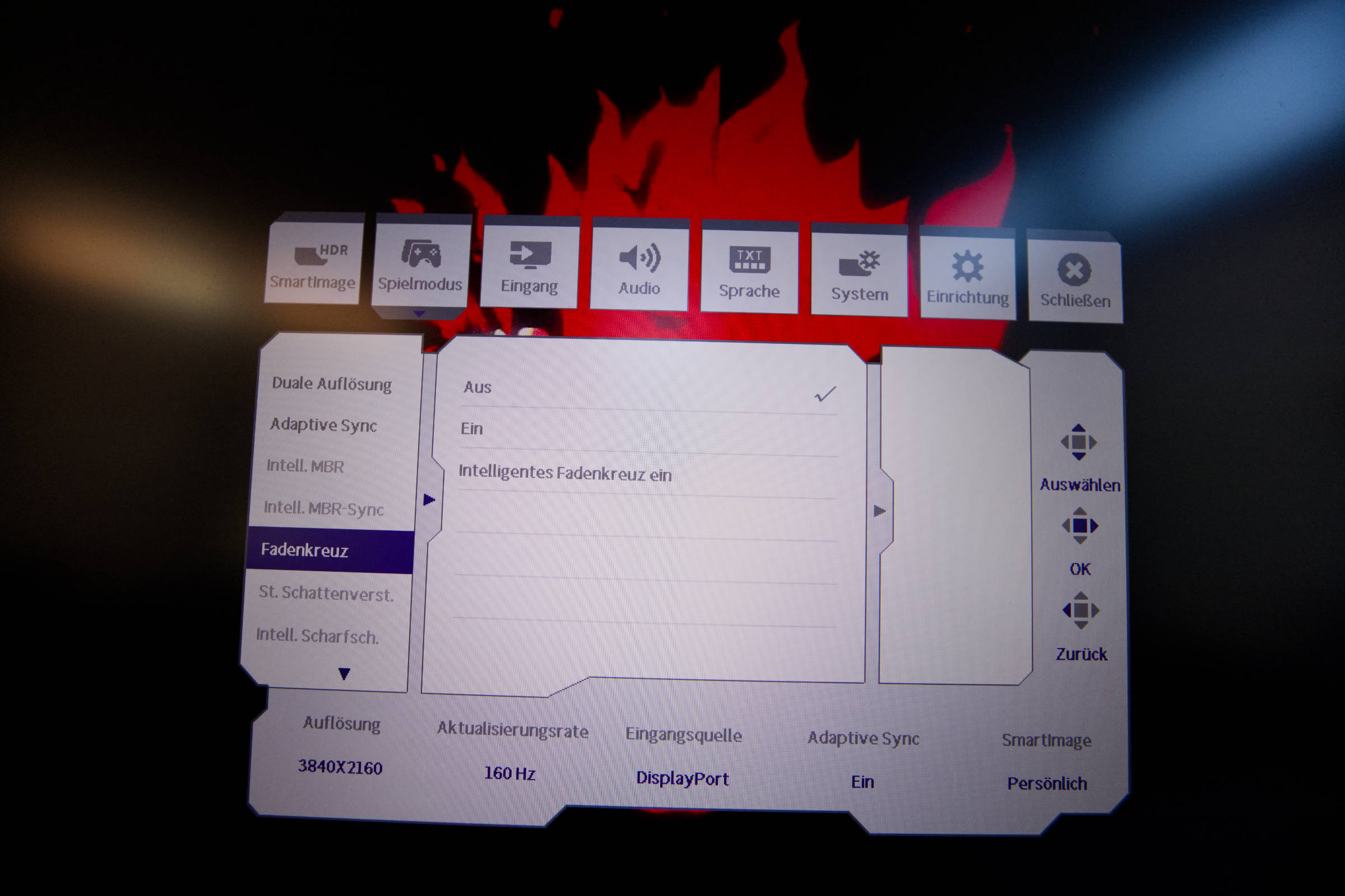 Philips Evnia 3000 27M2N3800A OSD Spielmodus Fadekreuz