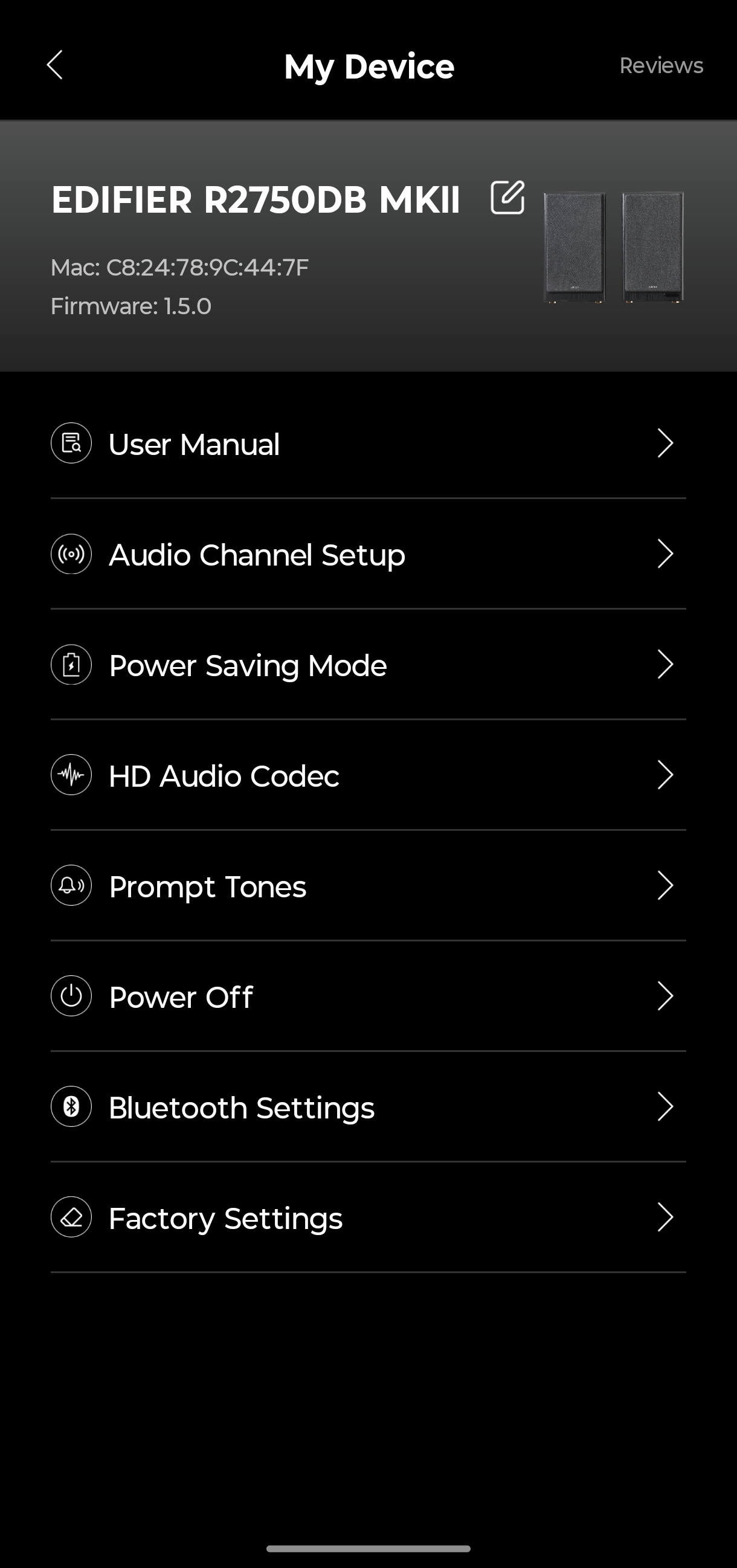 Edifier R2750DB MKII ConneX App Einstellungen