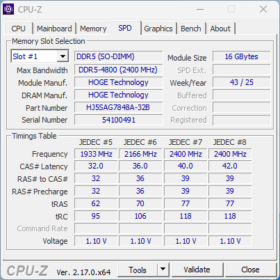 ACEMAGIC RX16 CPUz DDR5 RAM