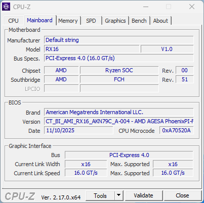 ACEMAGIC RX16 CPUz Motherboard