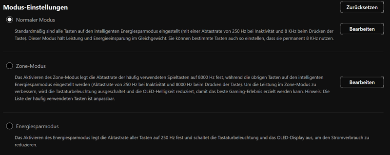 ASUS ROG Azoth 96 HE Gear Link - Modus-Einstellungen ASUS ROG Azoth 96 HE Gear Link - Modus-Einstellungen