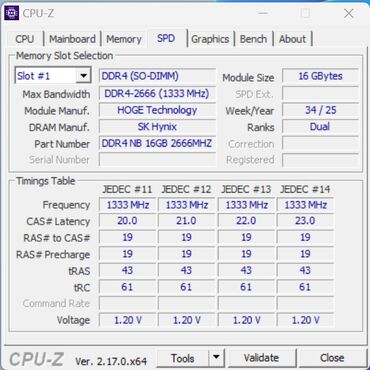 ACEMAGIC AM06 PRO MiniPC CPU Z Memory SPD