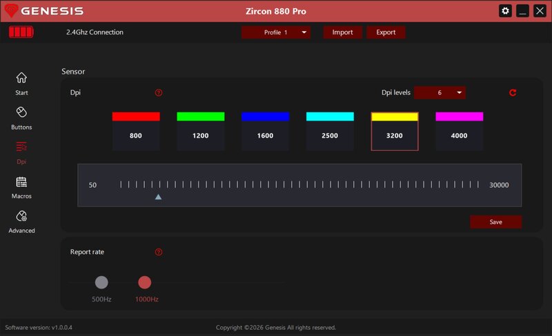 Genesis Zircon 880 Pro Software DPI Einstellung Genesis Zircon 880 Pro Software DPI Einstellung