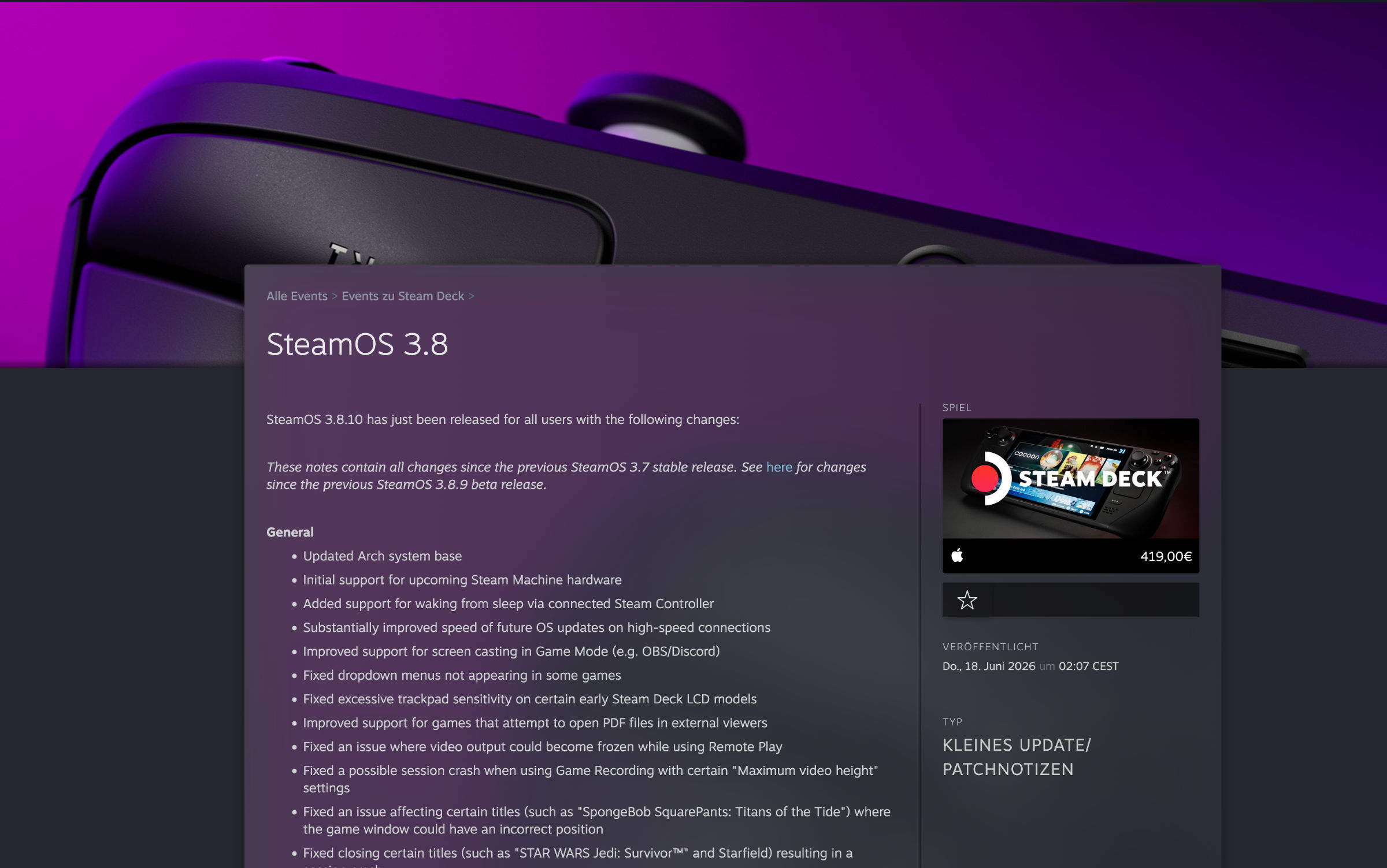 SteamOS 3.8-Update: Viele Neuerung mit Wayland und Handheld-Unterstützung