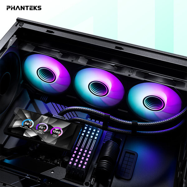 Phanteks Glacier One 360M25 LCD AIO eingebaut Phanteks Glacier One 360M25 LCD AIO eingebaut