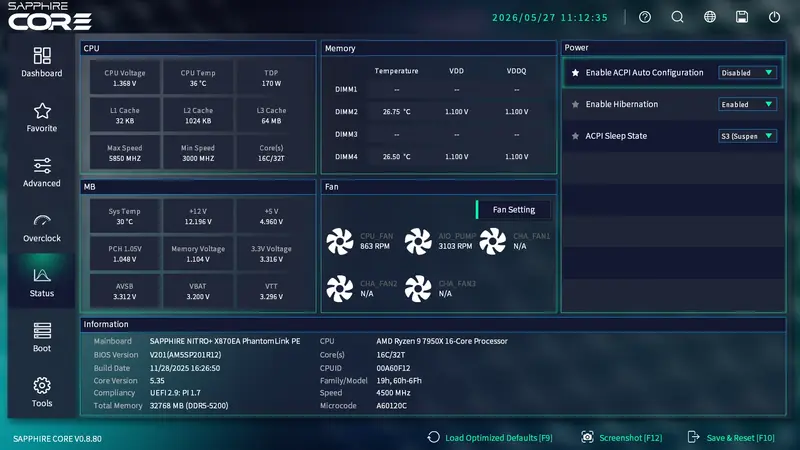 Sapphire NITRO X870EA PhantomLink Polar BIOS Stats Sapphire NITRO X870EA PhantomLink Polar BIOS Stats