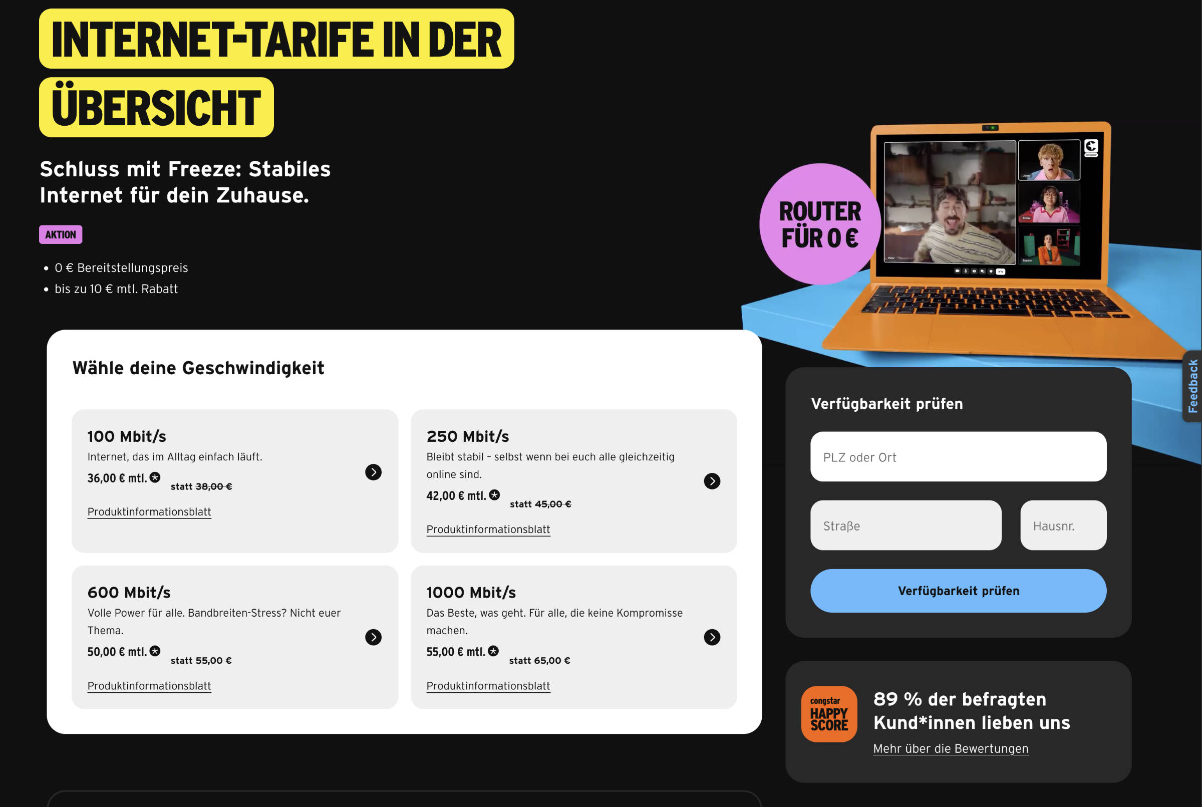 congstar Glasfaser-Internet: Verfügbarkeit in Deutschland bestätigt