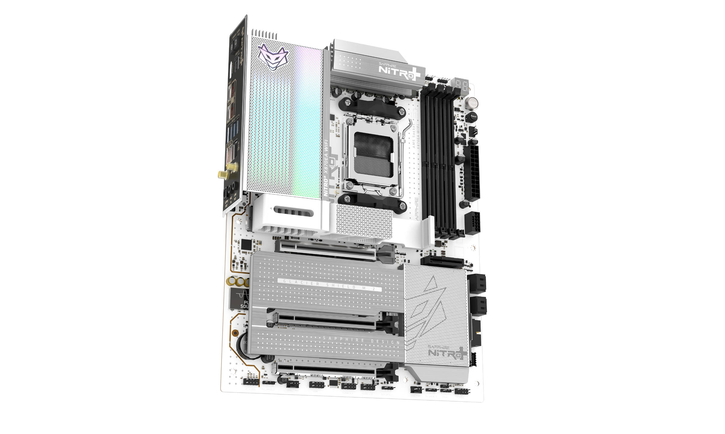 Sapphire Nitro X870EA Polar Motherboard Frontanischt