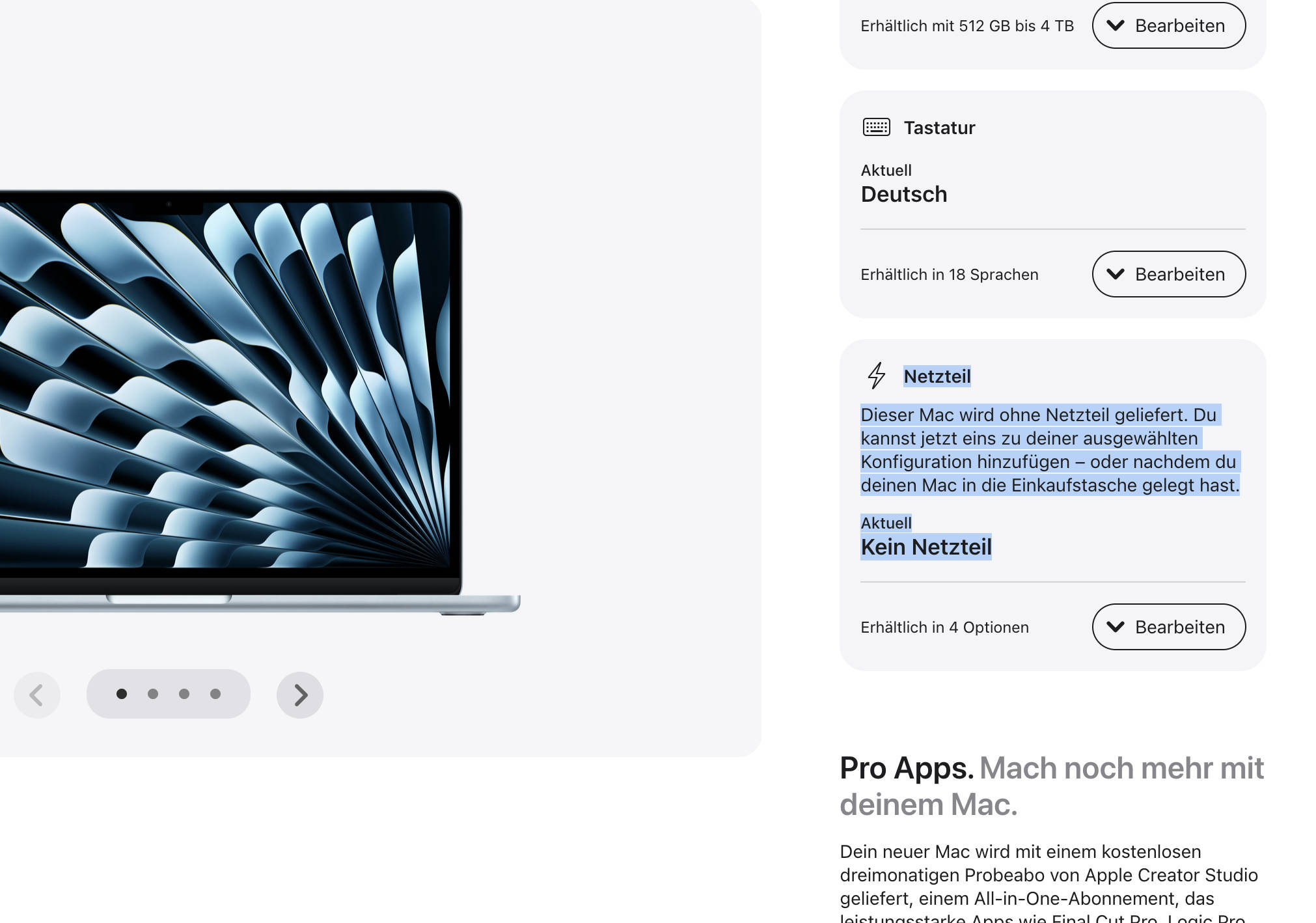 MacBook Modelle kommen ohne Ladegerät  Bild © Apple