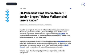 Chat-Kontrolle: EU-Parlament drückt Chat Control 1.0 dank EVP durch