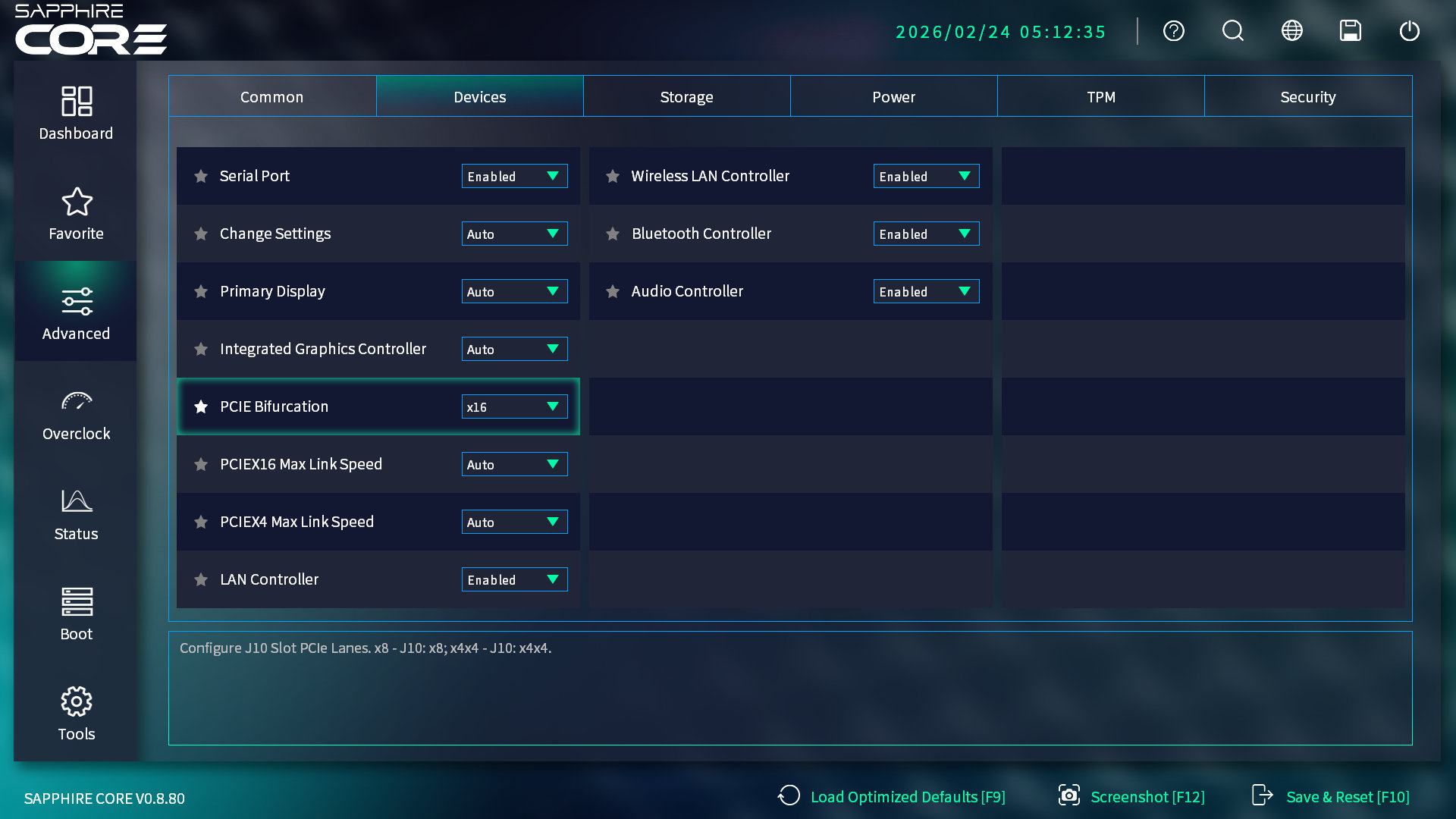 Sapphire PURE X870A WIFI 7 BIOS Advanced Devices