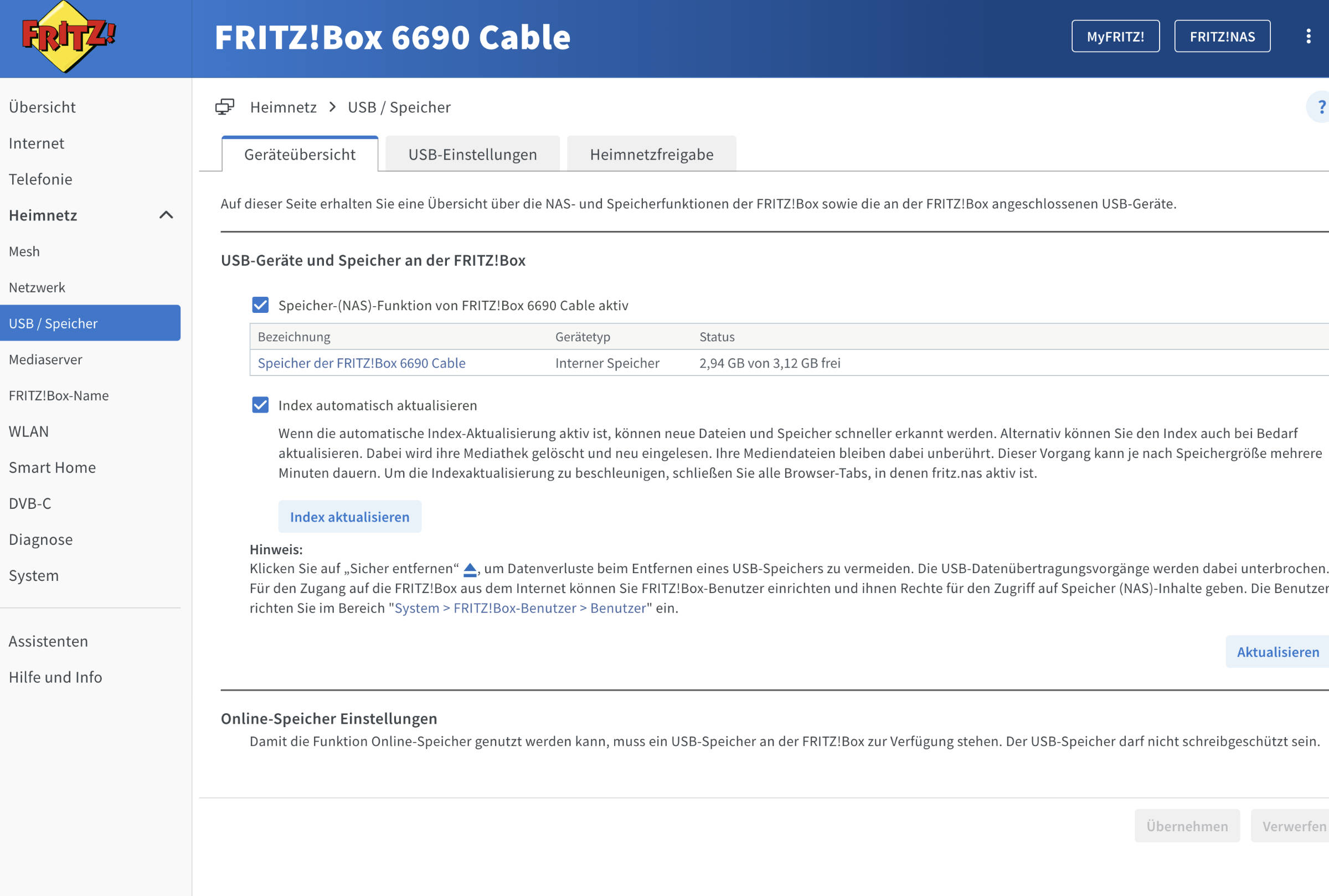 Fritz Box NAS USB Speicher Fritz Box NAS USB Speicher