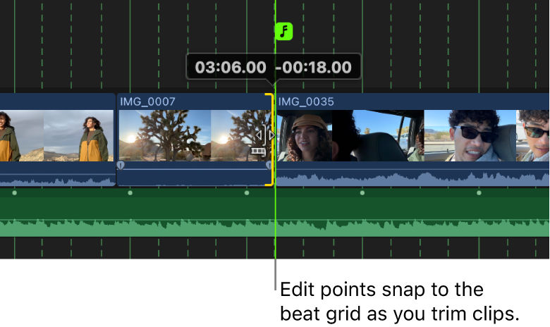 Zum Takt in Final Cut Pro für den Mac Zum Takt in Final Cut Pro für den Mac