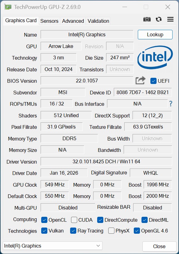 MSI MEG Vision XGPU z Intel ARC MSI MEG Vision XGPU z Intel ARC