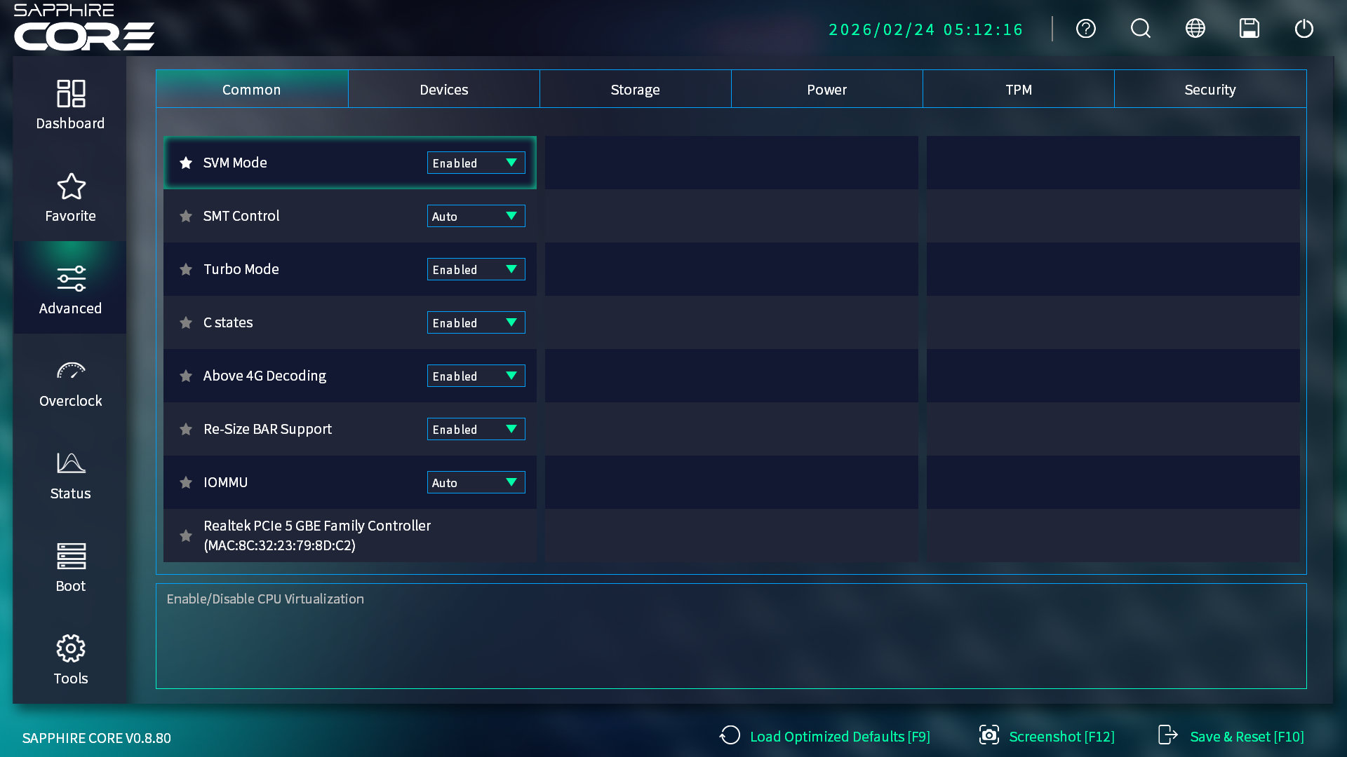 Sapphire PURE X870A WIFI 7 BIOS Advanced Common