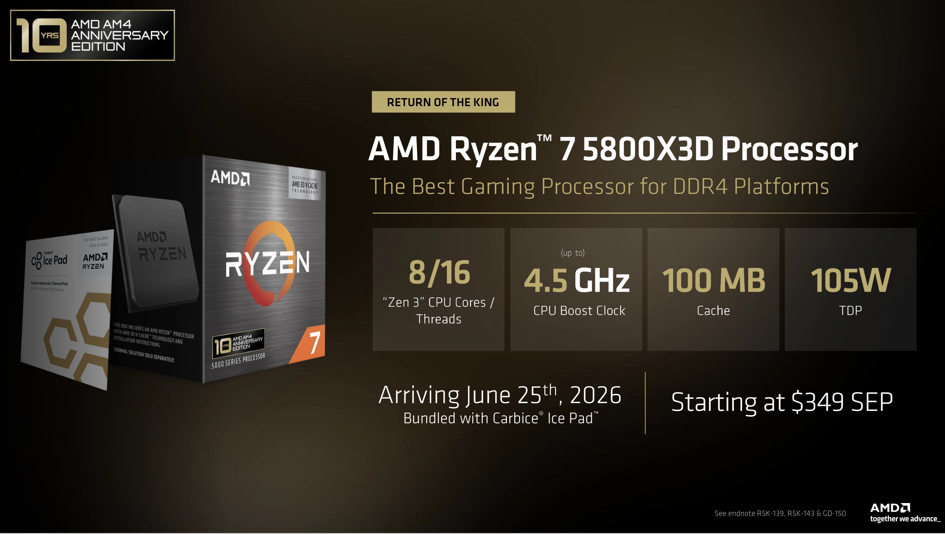 AMD Ryzen 75800X3D Spec  Bild © AMD