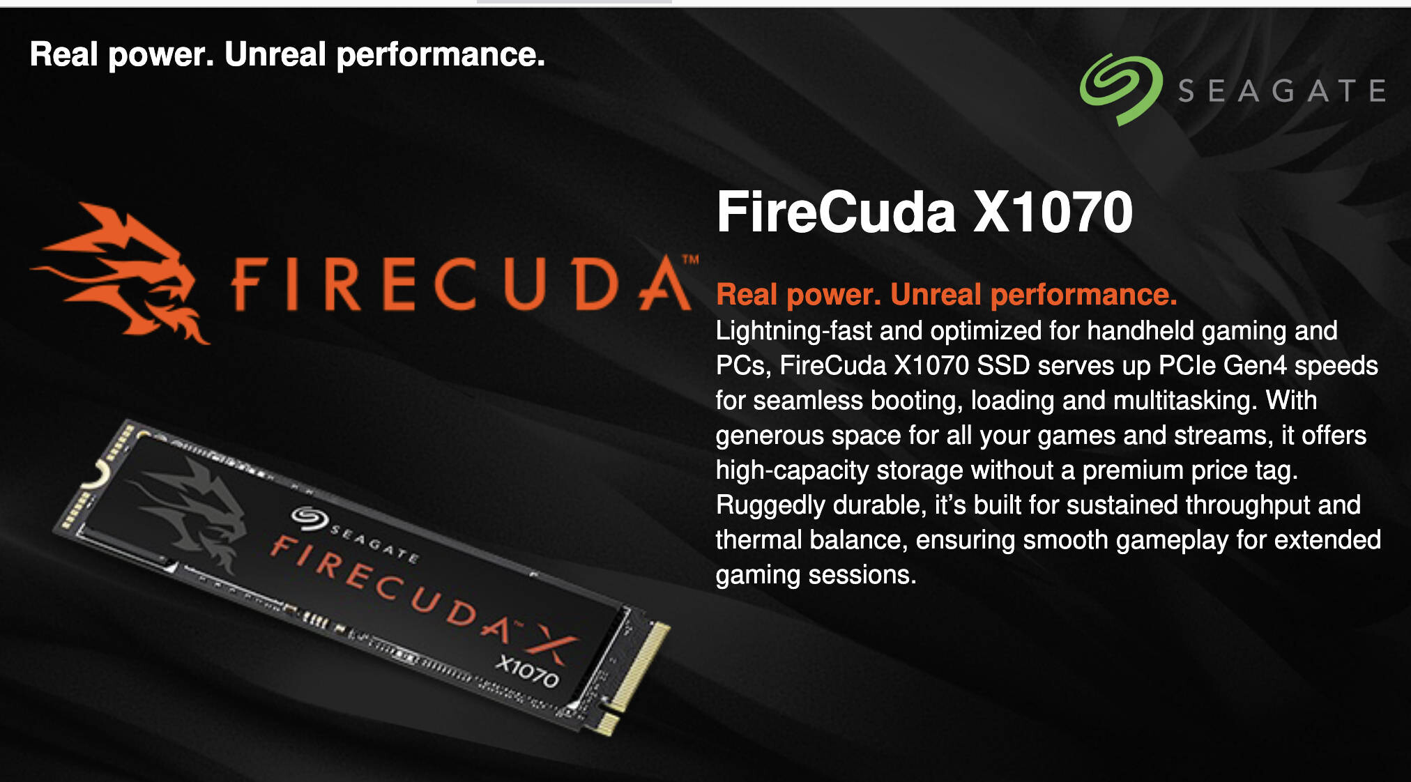 Seagates FireCuda X1070 NVMe SSD  Bild © Seagates