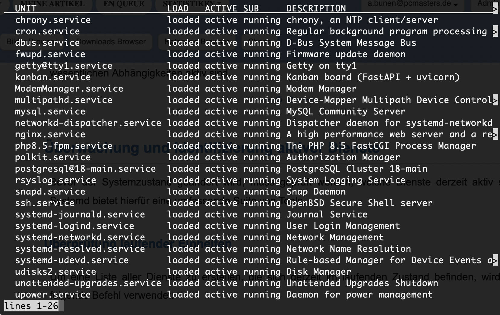 Unwichtige Systemd Dienste identifizieren und deaktivieren  Bild © PCMasters.de