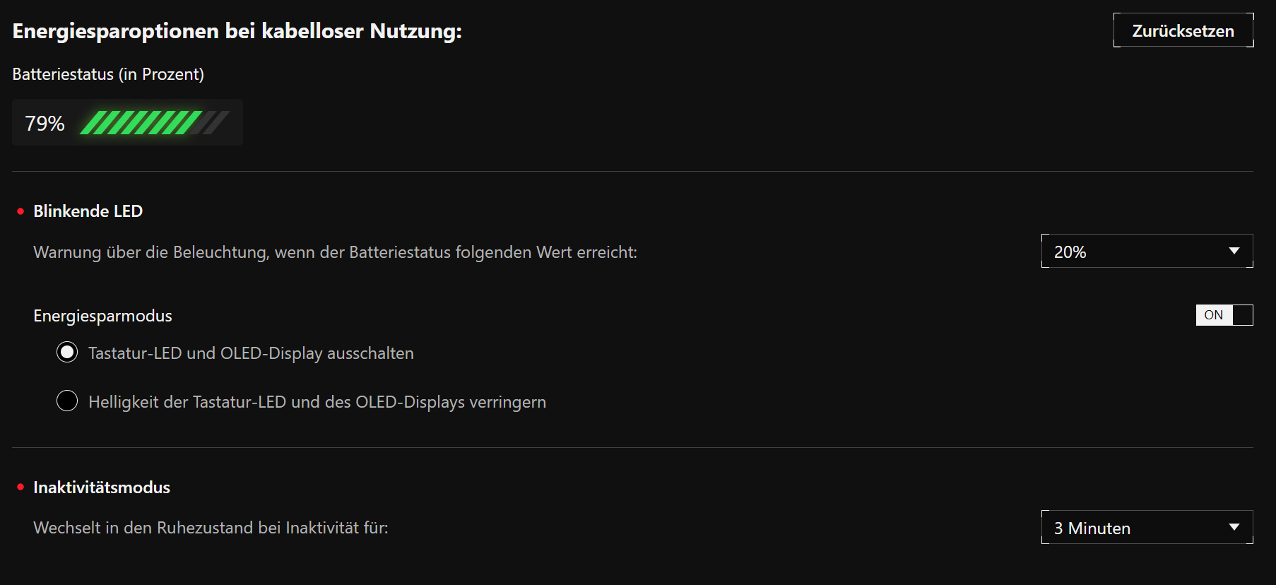 ASUS ROG Azoth 96 HE Gear Link - Energieoptionen