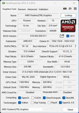 NiPoGi Pinova P1 Ryzen Embedded R2544 Radeon Graphics GPUz