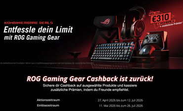 ASUS Cashback-Aktion für ROG-Gaming-Zubehör 2026 gestartet