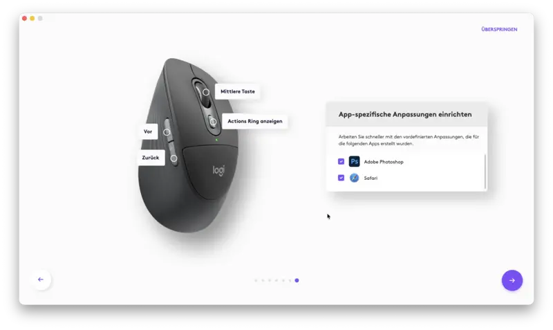 Logitech M850L Options appspezifische Anpassung
