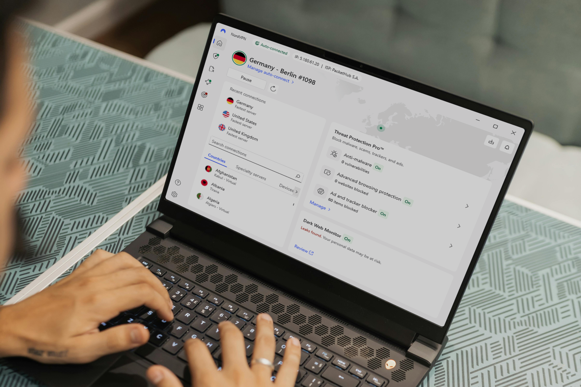 NordVPN Windows Screenshot  Bild © NordVPN