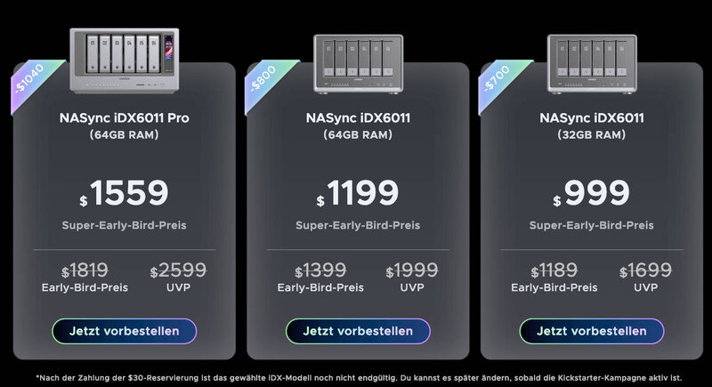 UGREEN NASync iDX6011 und iDX6011 Pro Preise UGREEN NASync iDX6011 und iDX6011 Pro Preise