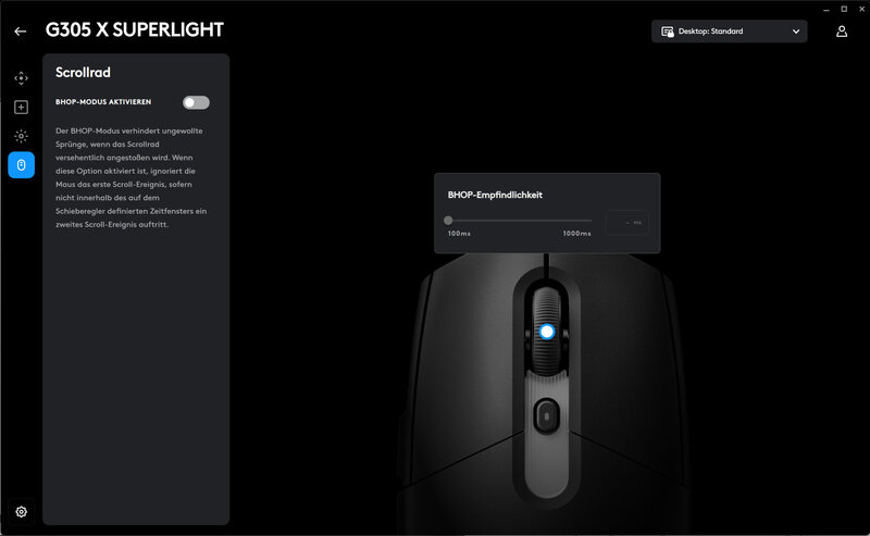 Logitech G305 X Superlight Software Scrollradempfindlichkeit