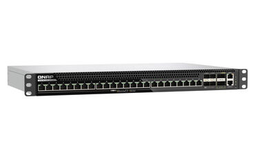 QNAP QSW-M7230P-2X4F24T: L3-Lite-Managed-PoE++-Switch mit zwei 100-GbE-QSFP28-Ports