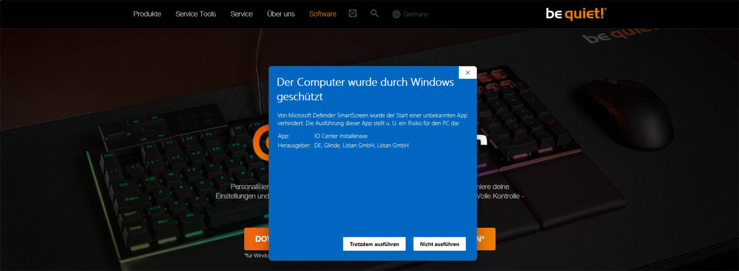 be quiet Light Mount Keyboard Software Microsoft Defender Warnung be quiet Light Mount Keyboard Software Microsoft Defender Warnung