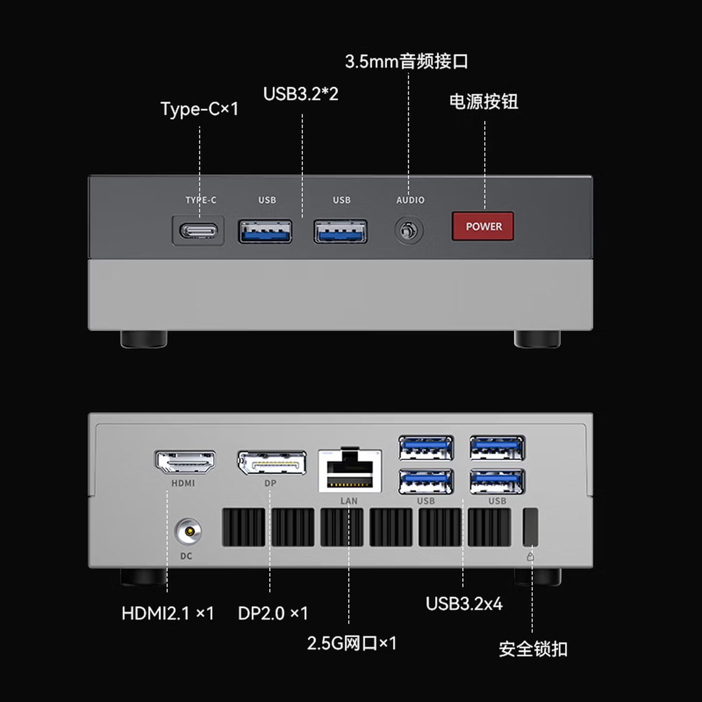ACEMAGIC Retro X3 Mini PC Anschlüsse ACEMAGIC Retro X3 Mini PC Anschlüsse