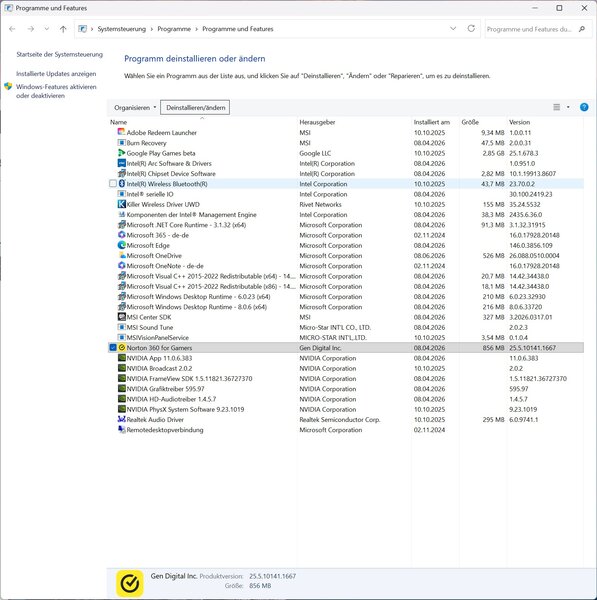 MSI MEG Vision X AI - Bloatware Installierte