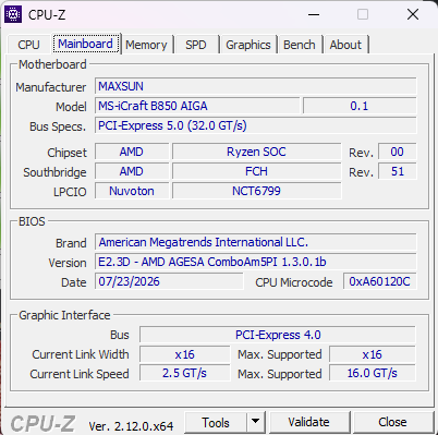 Maxsun MS-iCraft B850 AIGA CPUz Maxsun MS-iCraft B850 AIGA CPUz