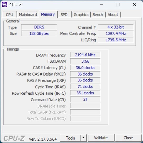 MSI MEG Vision X AI - CPUz Intel Core Ultra 9 285K Memory