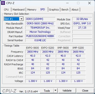 MSI MEG Vision X AI - CPUz Intel Core Ultra 9 285K SPD RAM MSI MEG Vision X AI - CPUz Intel Core Ultra 9 285K SPD RAM