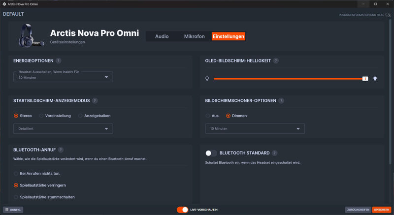 SteelSeries Arctis Nova Pro Omni Geräteeinstellungen SteelSeries Arctis Nova Pro Omni Geräteeinstellungen