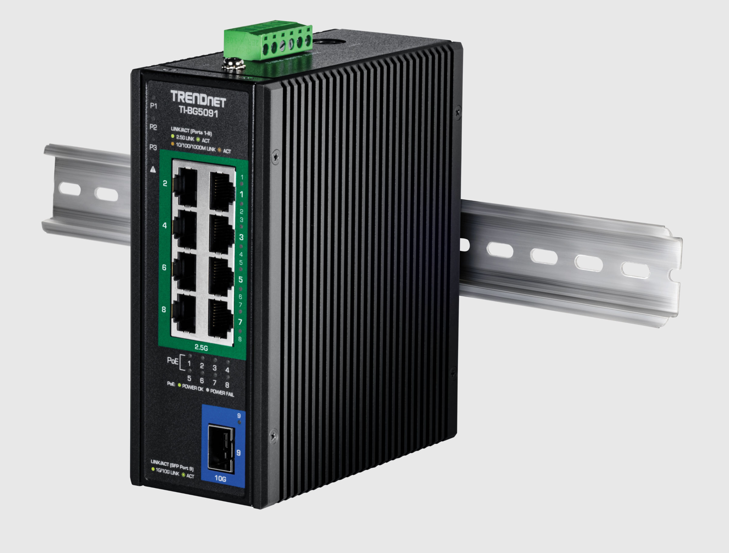 TRENDnet TI-BG5091: Robuster 9-Port-2,5-GbE-PoE++-Switch für extreme industrielle Umgebungen