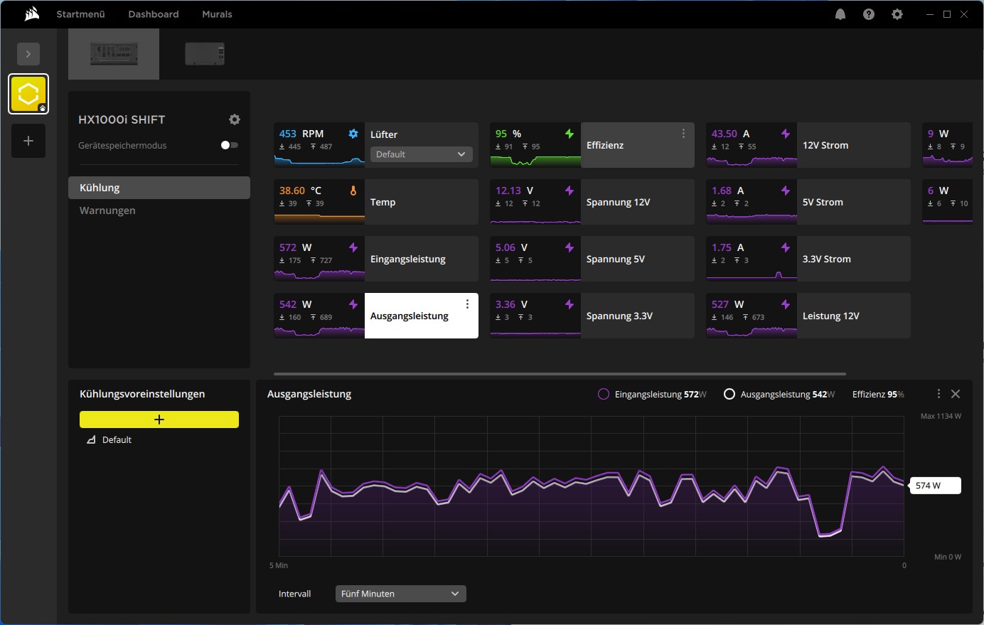 Corsair HX1000i Shift iCUE iCUE Link Leistungmonitoring Verbrauch Corsair HX1000i Shift iCUE iCUE Link Leistungmonitoring Verbrauch