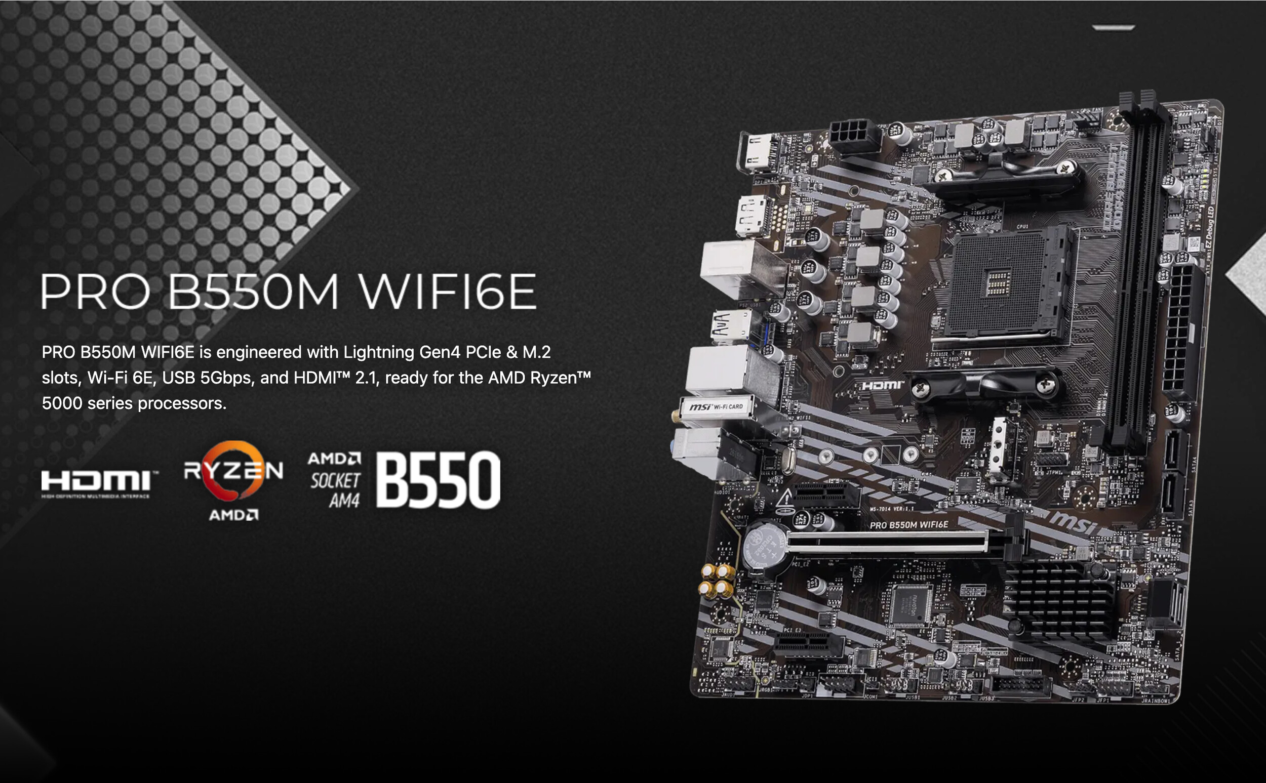 MSI PRO B550M WIFI6E  Bild © MSI