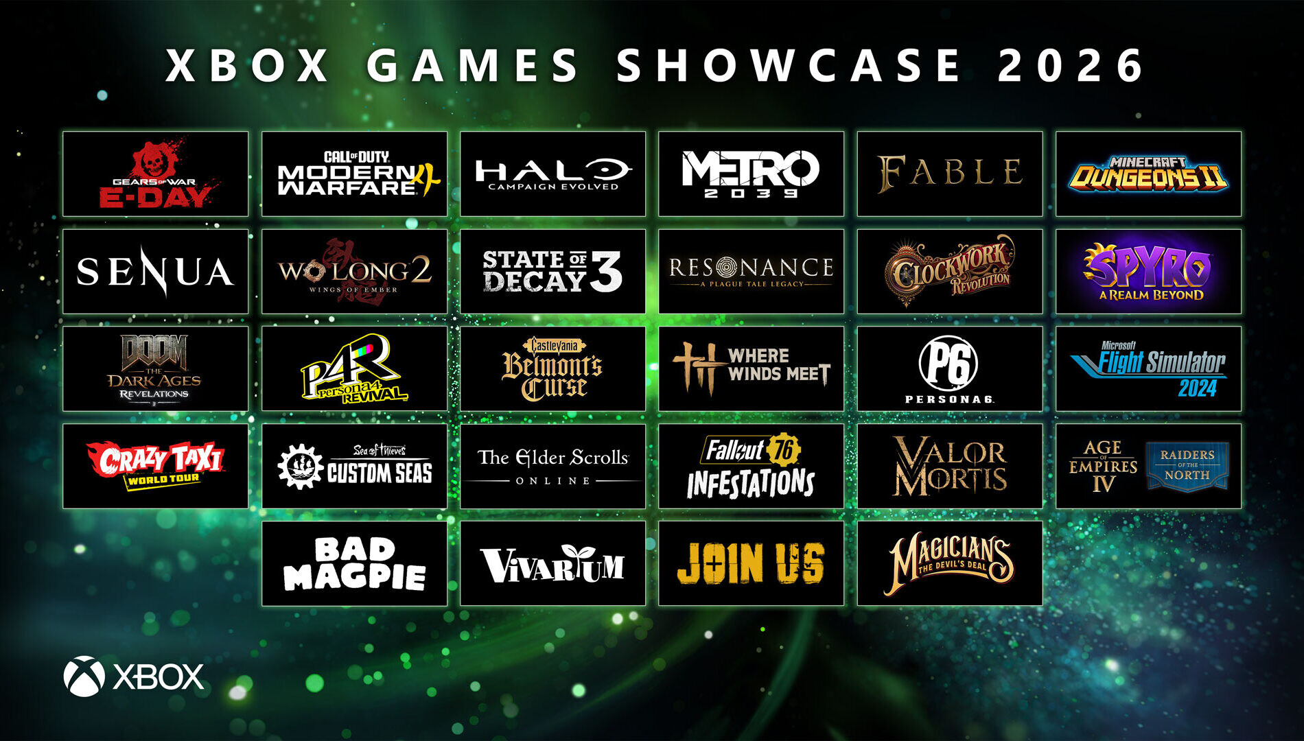 Xbox Showcase Games Liste  Bild © Microsoft