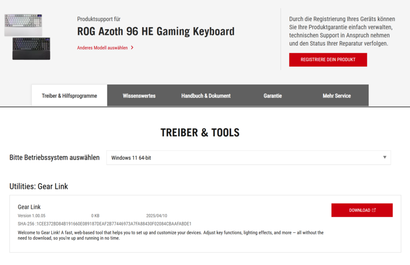 ASUS ROG Azoth 96 HE Gear Link - Download ASUS ROG Azoth 96 HE Gear Link - Download