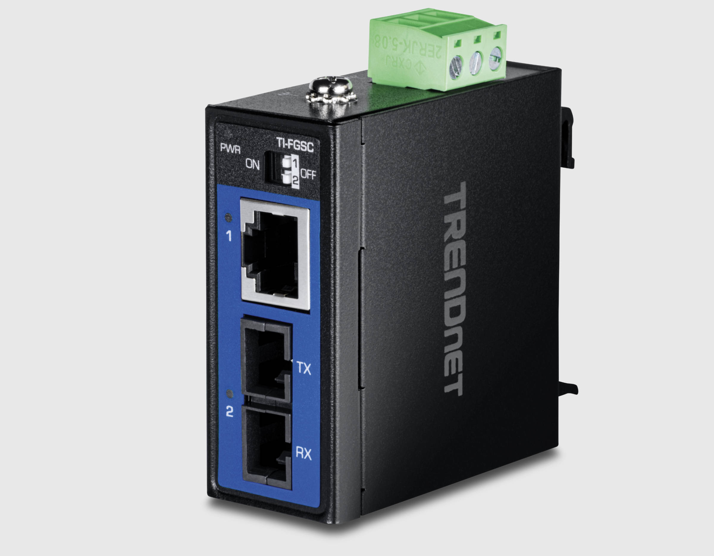 TRENDnet TI-FGSC: Robuster, IP50-zertifizierter 1000BASE-LX Multi-Mode SC-Glasfaserkonverter