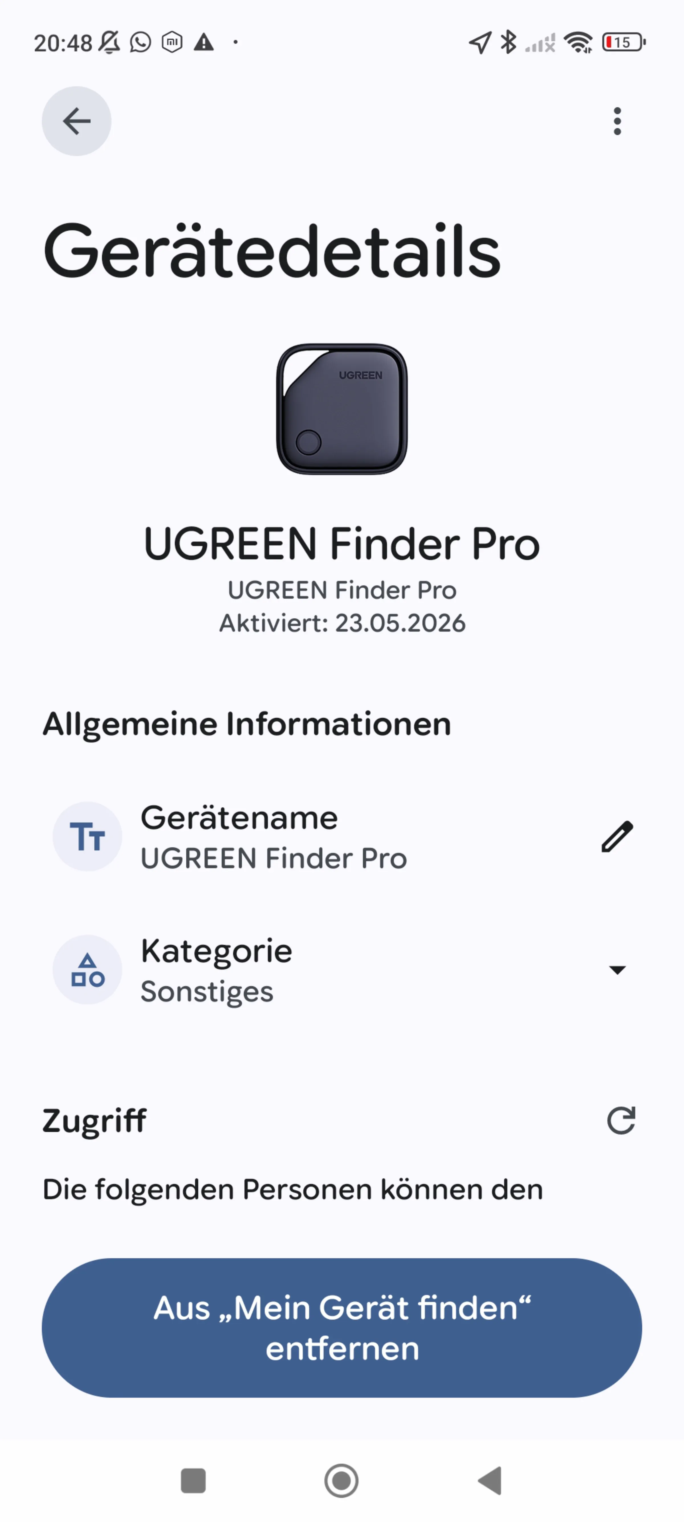 UGREEN FineTrack Duo Android Trackerdetails