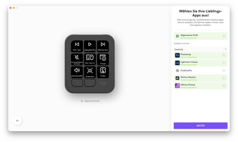 Logitech MX Keypad Options bereits installierte Apps wurden erkannt Logitech MX Keypad Options bereits installierte Apps wurden erkannt