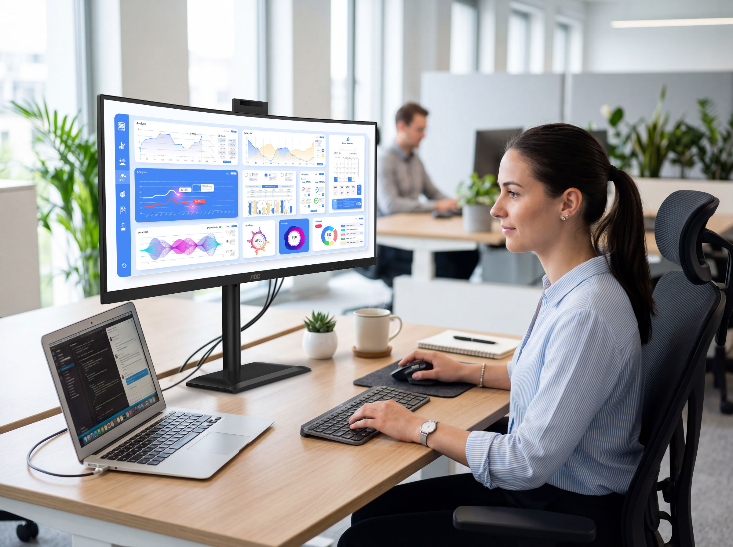 AOC E4 Monitor-Serie für hybride Arbeitsabläufe in Unternehmen