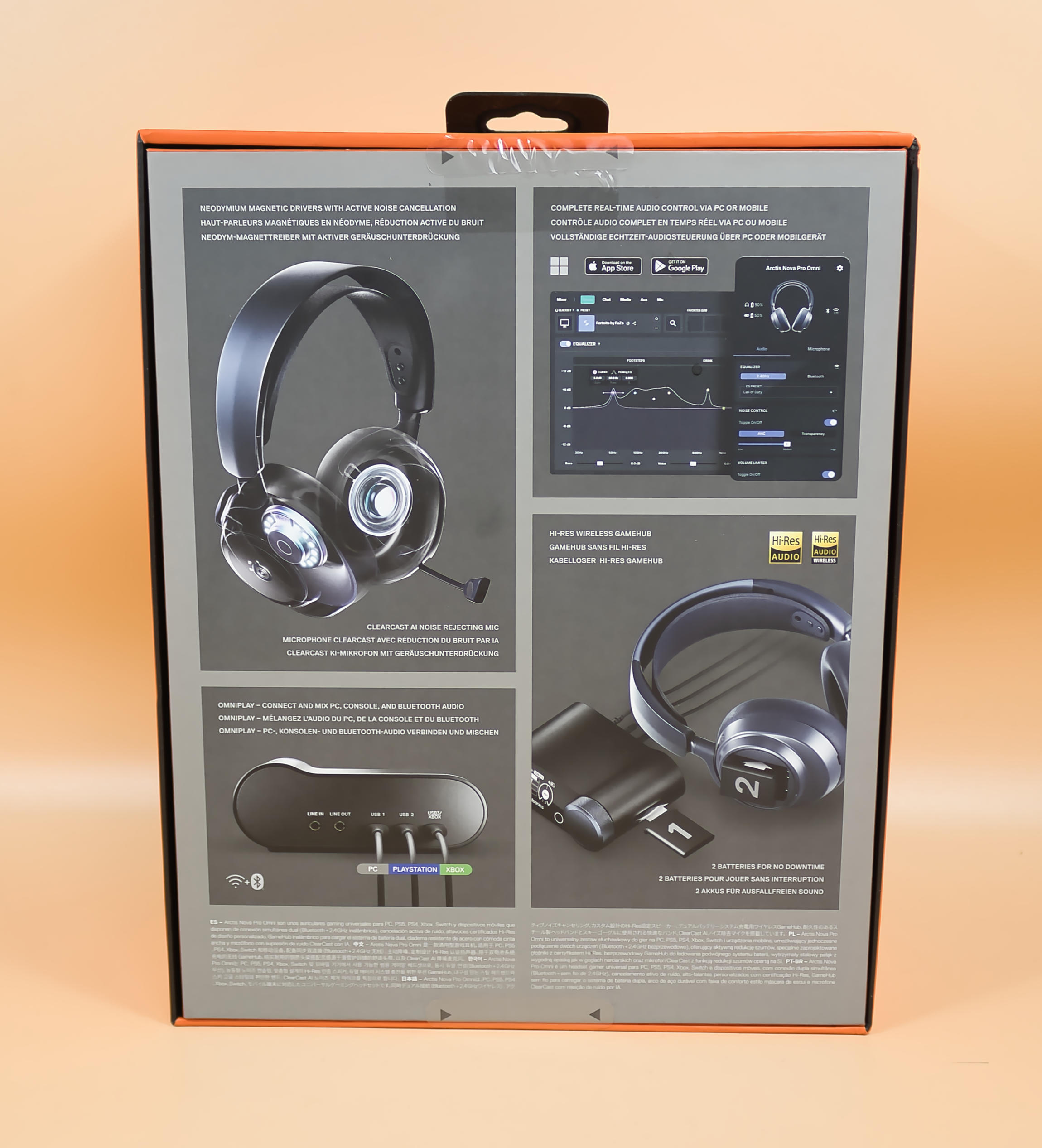 SteelSeries Arctis Nova Pro Omni Verpackung Rückseite SteelSeries Arctis Nova Pro Omni Verpackung Rückseite