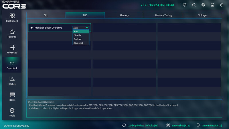 Sapphire PURE X870A WIFI 7 BIOS Overclock PBO Sapphire PURE X870A WIFI 7 BIOS Overclock PBO