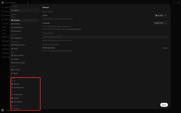 Open WebUI v0 11 0 unified settings with the Admin section